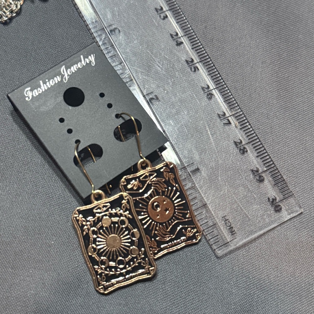 Gold Sun and Moon Tarot Card Earrings